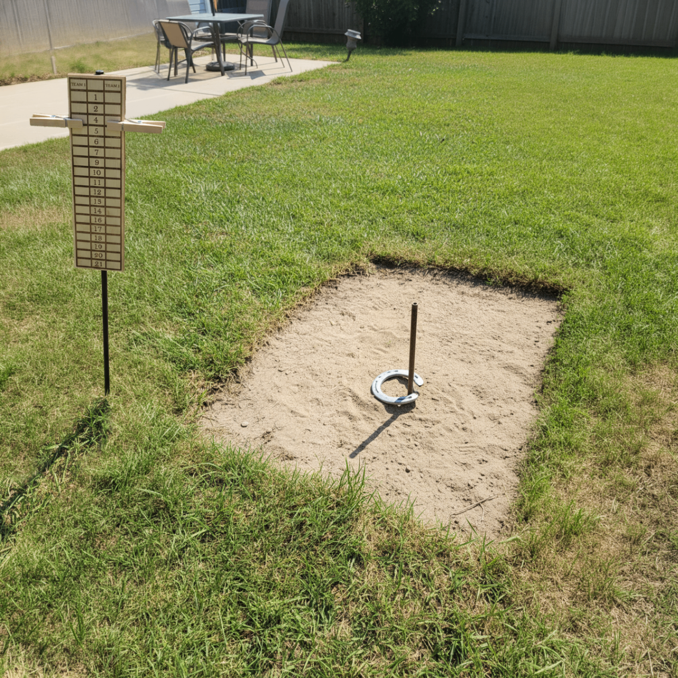Engraved wooden outdoor game scoreboard